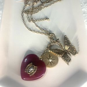 Ruby heart butterfly star necklace WHBM